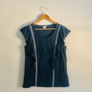 Caslon Navy Flutter T Shirt Material Size M